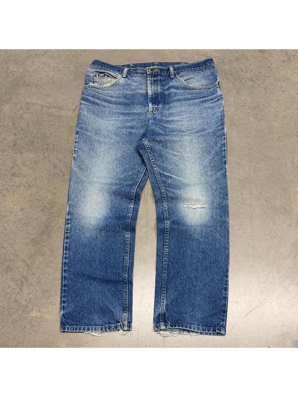 Vintage 90s Lee Riders Sun Faded Whiskered Distressed Jeans